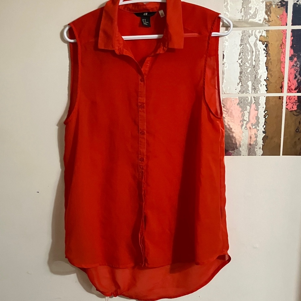 H&M Bold Red Sleeveless Blouse